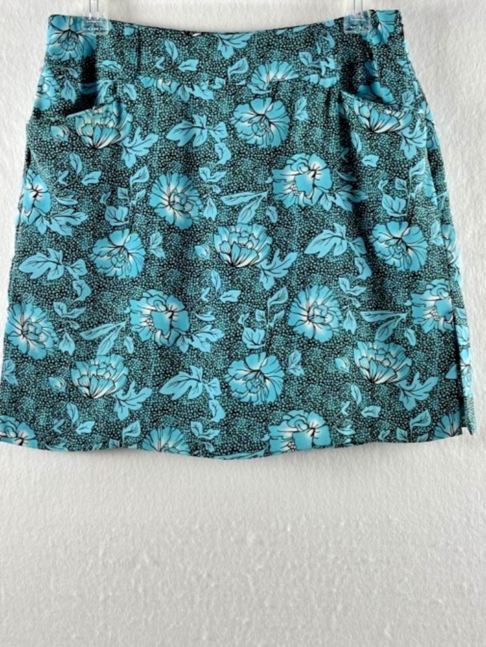 Tehama by Nancy Haley Floral Print Golf Skort Blue Green A-line Pockets Size 4